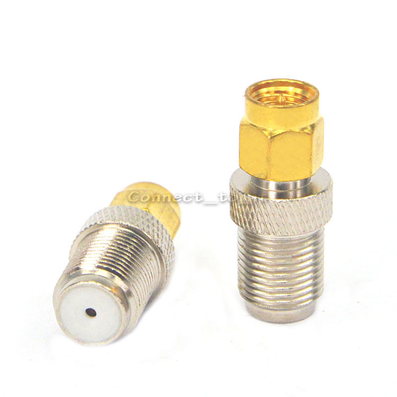 2   SMA ÷  F 迡 ݵ   RF Ŀ F  SMA  /2 Pieces SMA Plug Male Goldplated to F Jack Female RF Connector  F Female SMA Male Adapte